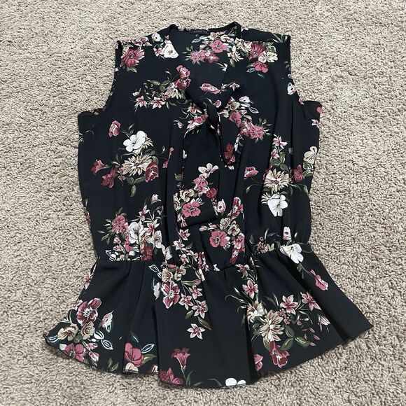 Nuna Lie Tops - Nuna Lie Blouse Medium Black Marguerite Floral Peplum Mika Style Made in Italy